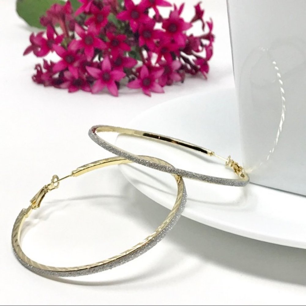 Silver & Gold Sparkly & Matte Fashion Hoops